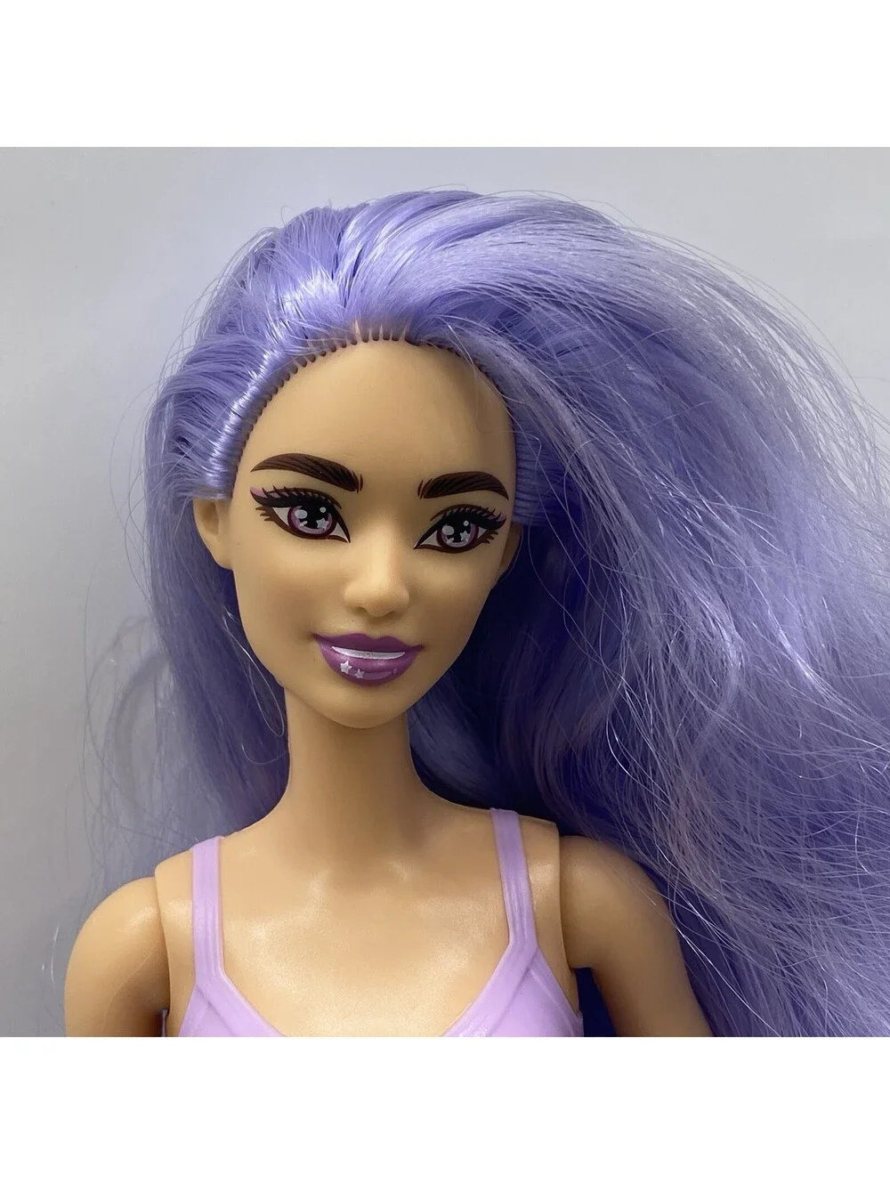 Cutie Reveal Barbie #HHG21 Doll Long Wavy Purple Hair Articulated B1